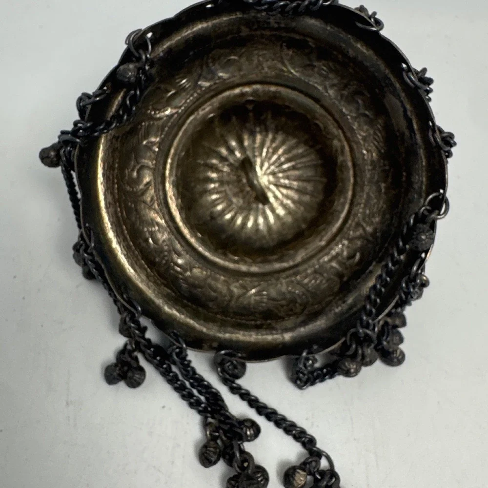 Vintage Indian Chhatra Bell Pendant Tribal Kuchi Boho Tassel with Ghungroo Bells